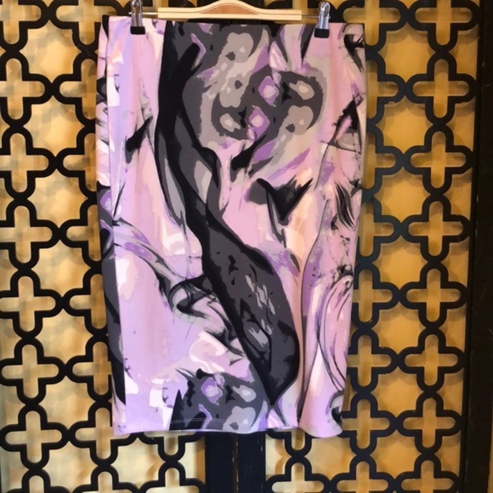 JULES & LEOPOLD‎ PURPLE GRAY SWIRLS PENCIL SKIRT SIZE MEDIUM